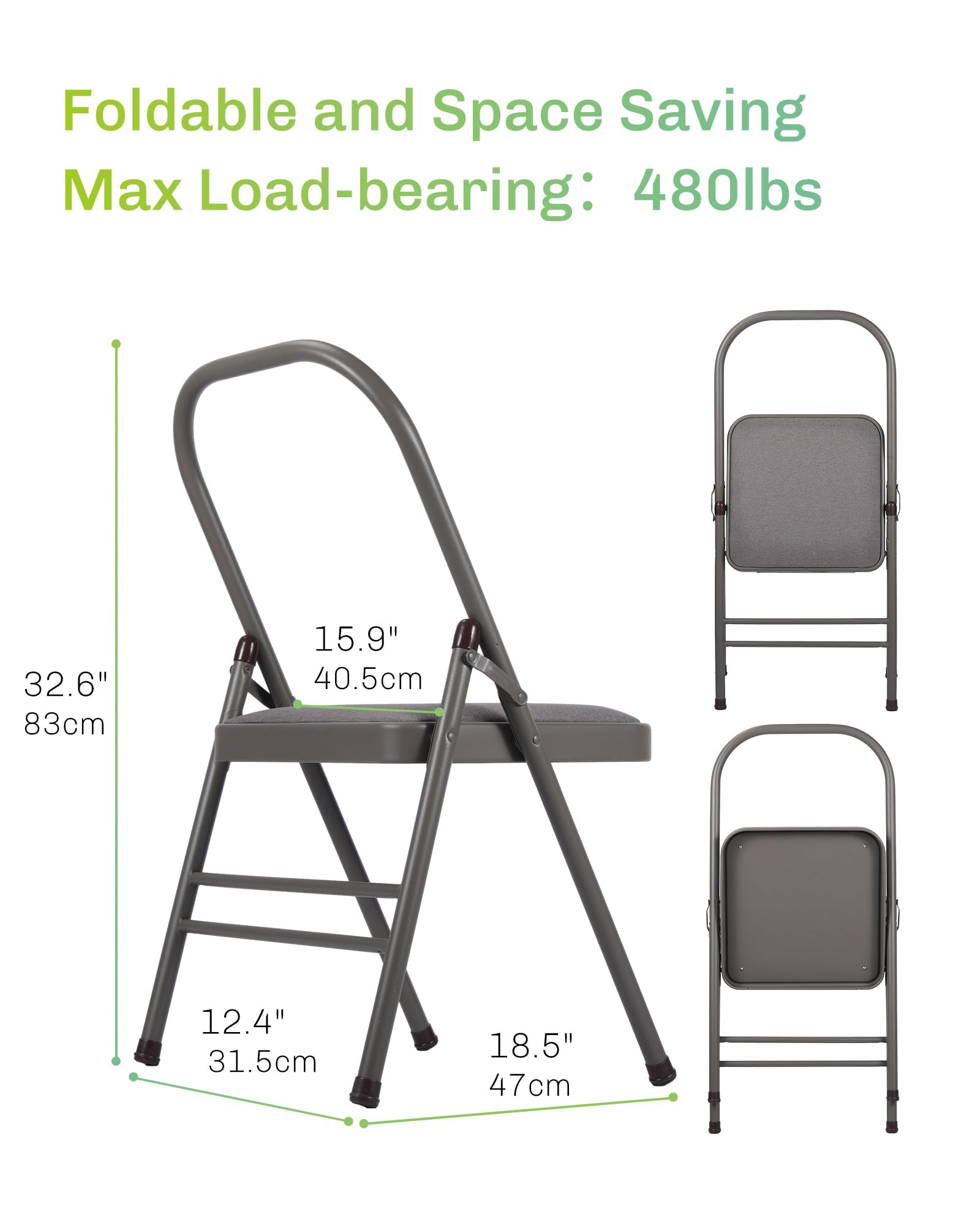 CIGOCIVI Yoga Auxiliary Chair Backless Relieve Neck and Back Pain Chair Foldable Balance Handstand Training Tool Alloy Steel (Grey)