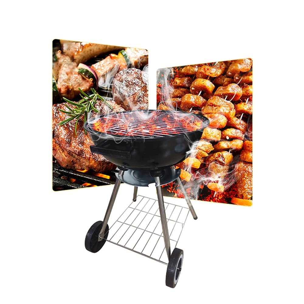 Portable Charcoal Grill Outdoor Grill with Lid Kettle Grill Enamel Picnic Patio Backyard Camping Chicken Steak Cooking Grill 57 X 86cm