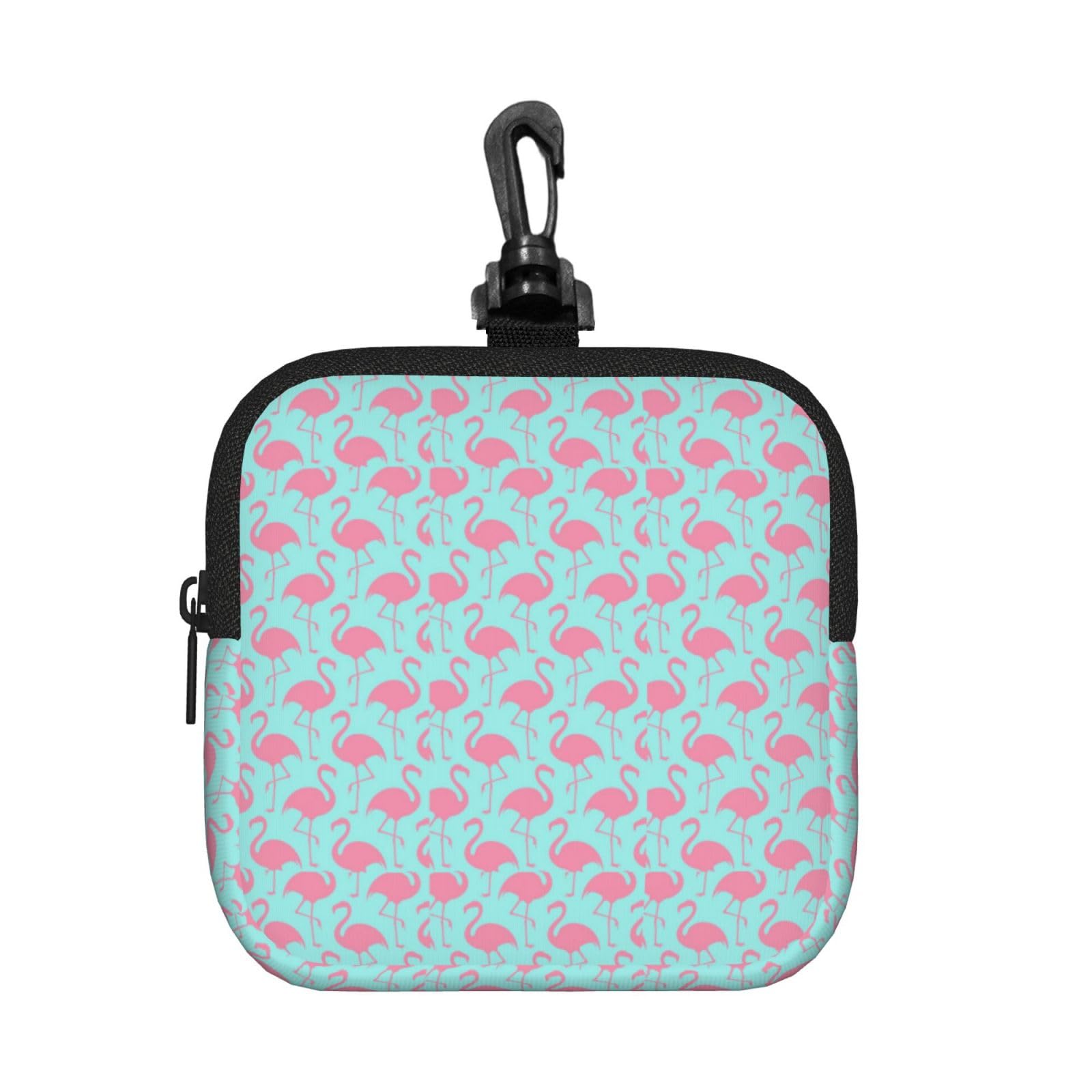Ercgad Unisex Black Red Flamingo Print Square Storage Bag Travel Toiletry Cosmetic Organizer Pouch Lightweight Reusable