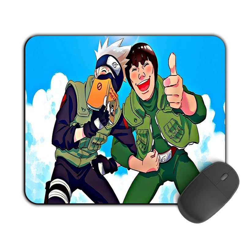Image of Kirmada Gaming Mouse Pad - Kakashi and Might Guy (Naruto) Non-Slip Rubber Base - Durable, Smooth Surface, Ergonomic Design, Easy to Clean -Small Size for Mackbook,Laptop,Desktop