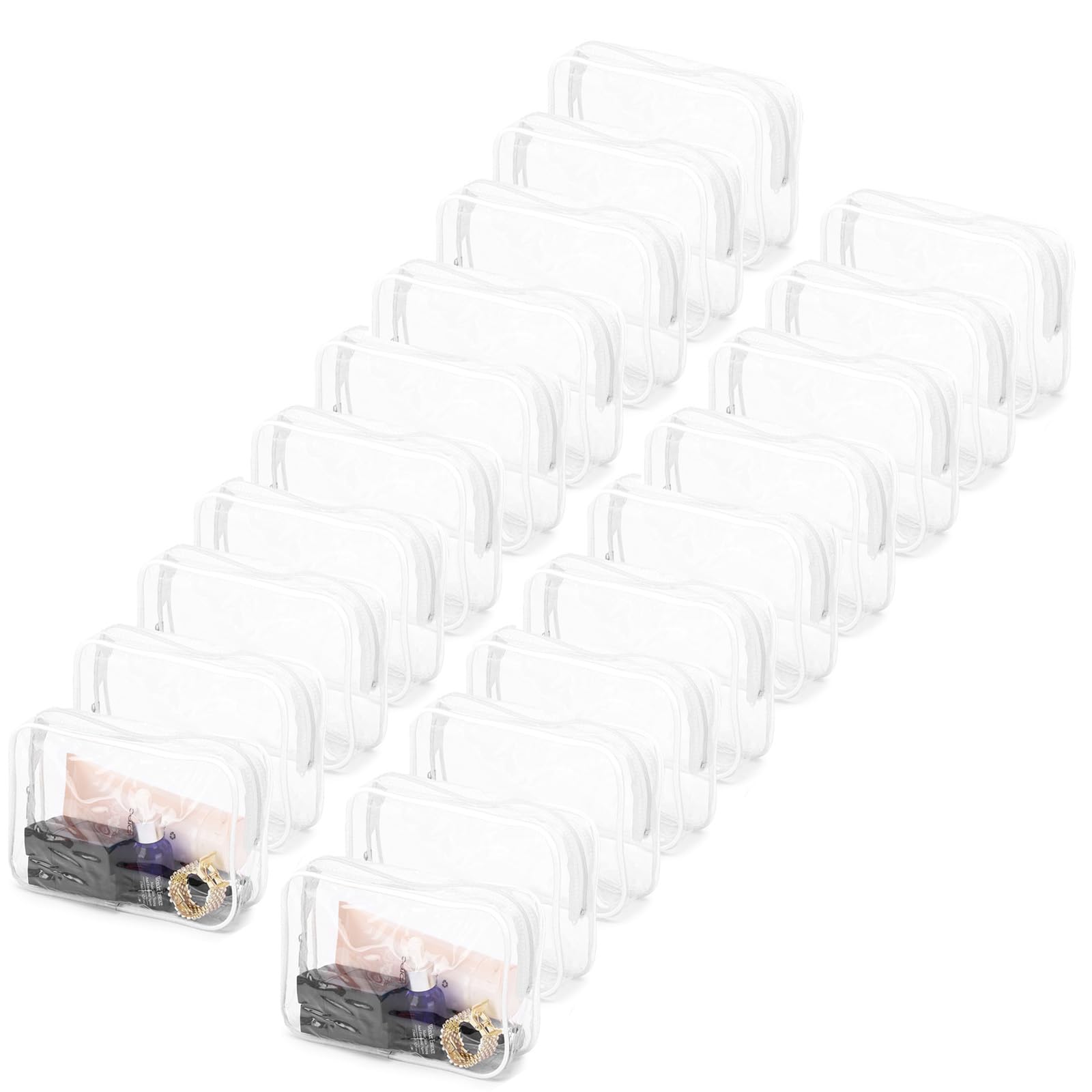 Tbestmax Lot de 20 Trousses de Maquillage Transparentes et étanches pour Voyage, 19,1 x 12,2 x 5,8 cm