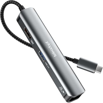 USB C Hub Adapter, 5 in 1 USBC Multiport Adapter with 4K USB C to HDMI, 1Gbps Etherent, 3 USB 3.0 Ports, for MacBook Pro, MacBook Air, iPad Pro, Dell XPS and More