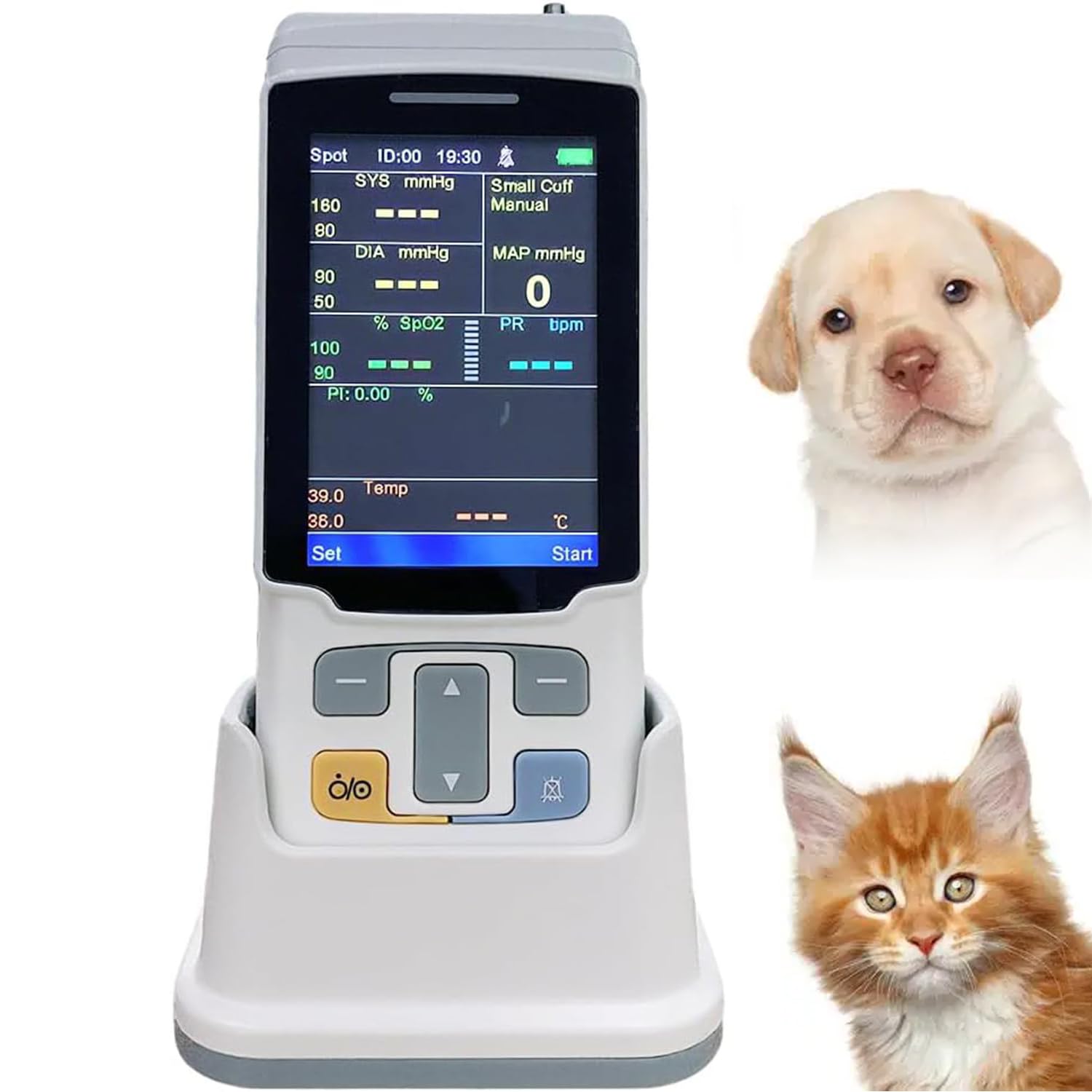 Veterinär-Pulsoximeter, Tragbarer Vitalparameter-Monitor, Mehrere Überwachungsfunktionen Für SPO2/Blutdruck/Temperatur/Pulsfrequenz, Für Katzen, Hunde Und Haustiere