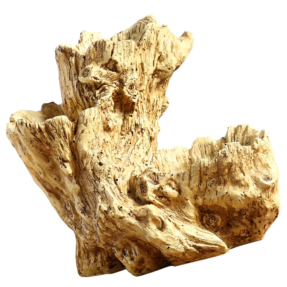 CRTGWPlant Pot Succulent Planter Fake Tree Root Planter Driftwood Succulent Pot Driftwood Planter Resin Bonsai Pot Plant Container Decoration for Home (Yellow)