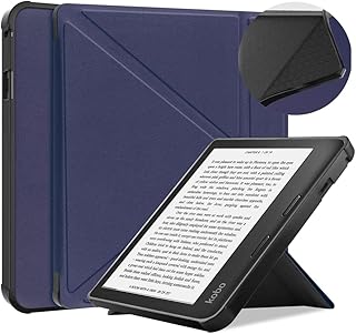 for Kobo Sage E-Reader (2021 Release) 8 inch E-Book Soft TPU Transformers Cover, Ultra Slim Folio Stand Lightweight PU Leather Case with Sleep/Wake Up Function for Kobo Sage 2021 (Dark Blue)