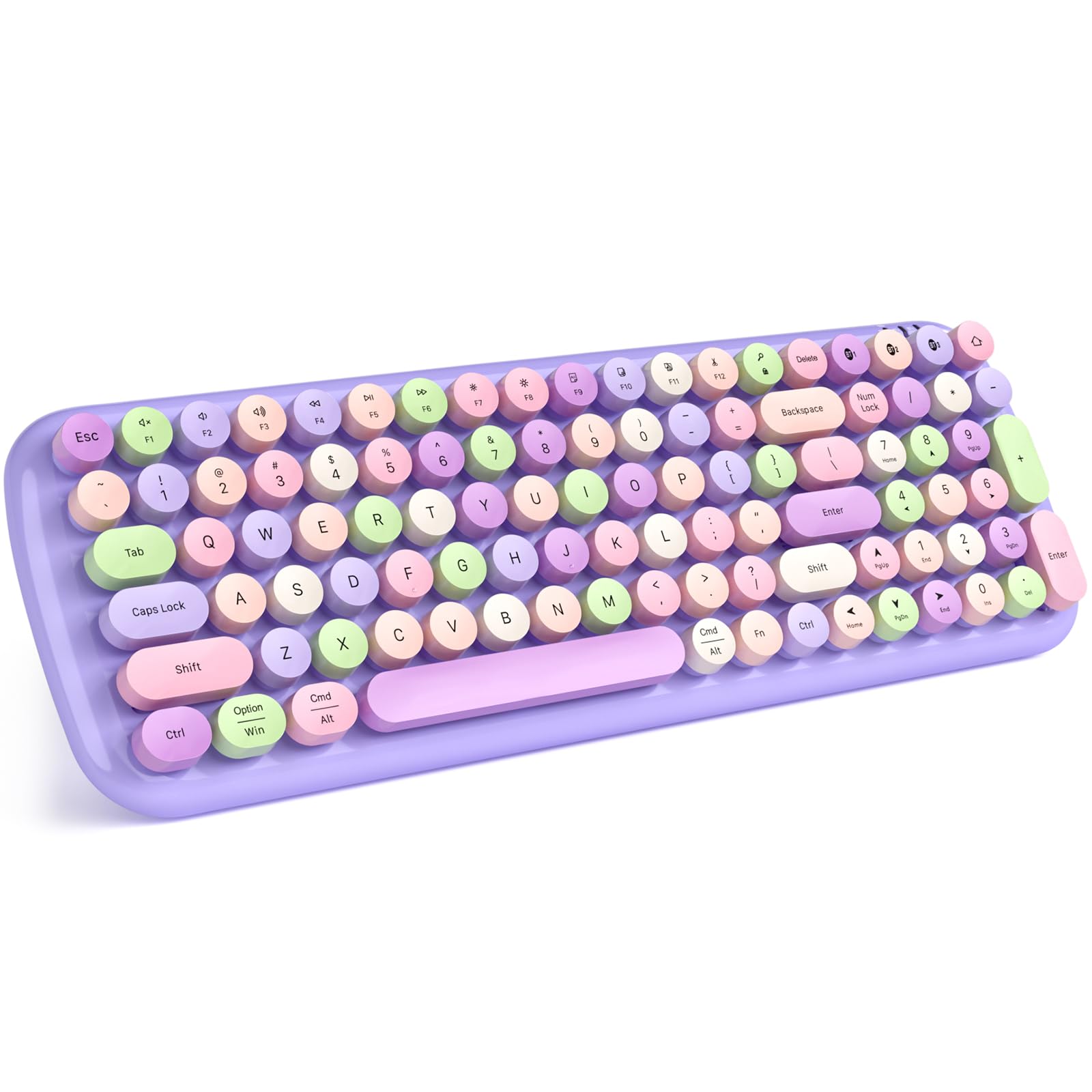 MOFII Wireless Keyboard and Mouse Combo, Full-Size Retro Typewriter-Style Wireless Keyboard with Optical Mouse for Computer/Laptop/Windows/Mac (Purple)