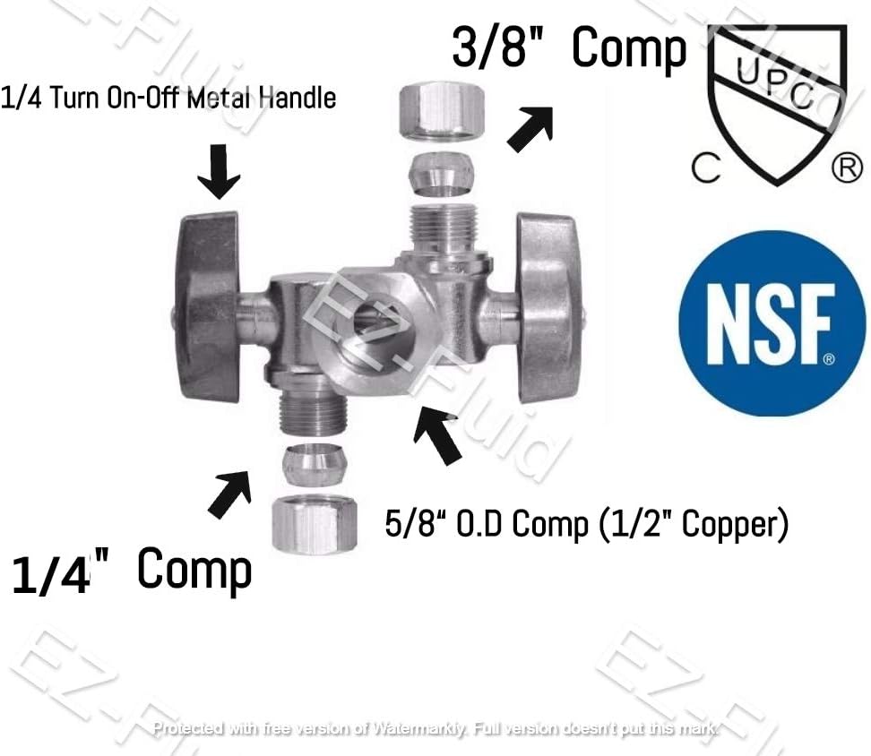 ❤ Crazy Deals 5/8 OD Comp X 3/8 Comp X 1/4 Comp Double Handles 1/4 Turn Angle Stop Water Shut off Valve Lead-Free (Pack 5) Best Review 5/8 OD Comp X 3/8 Comp X 1/4 Comp Double Handles 1/4 Turn Angle Stop Water Shut off Valve Lead-Free (Pack 5)