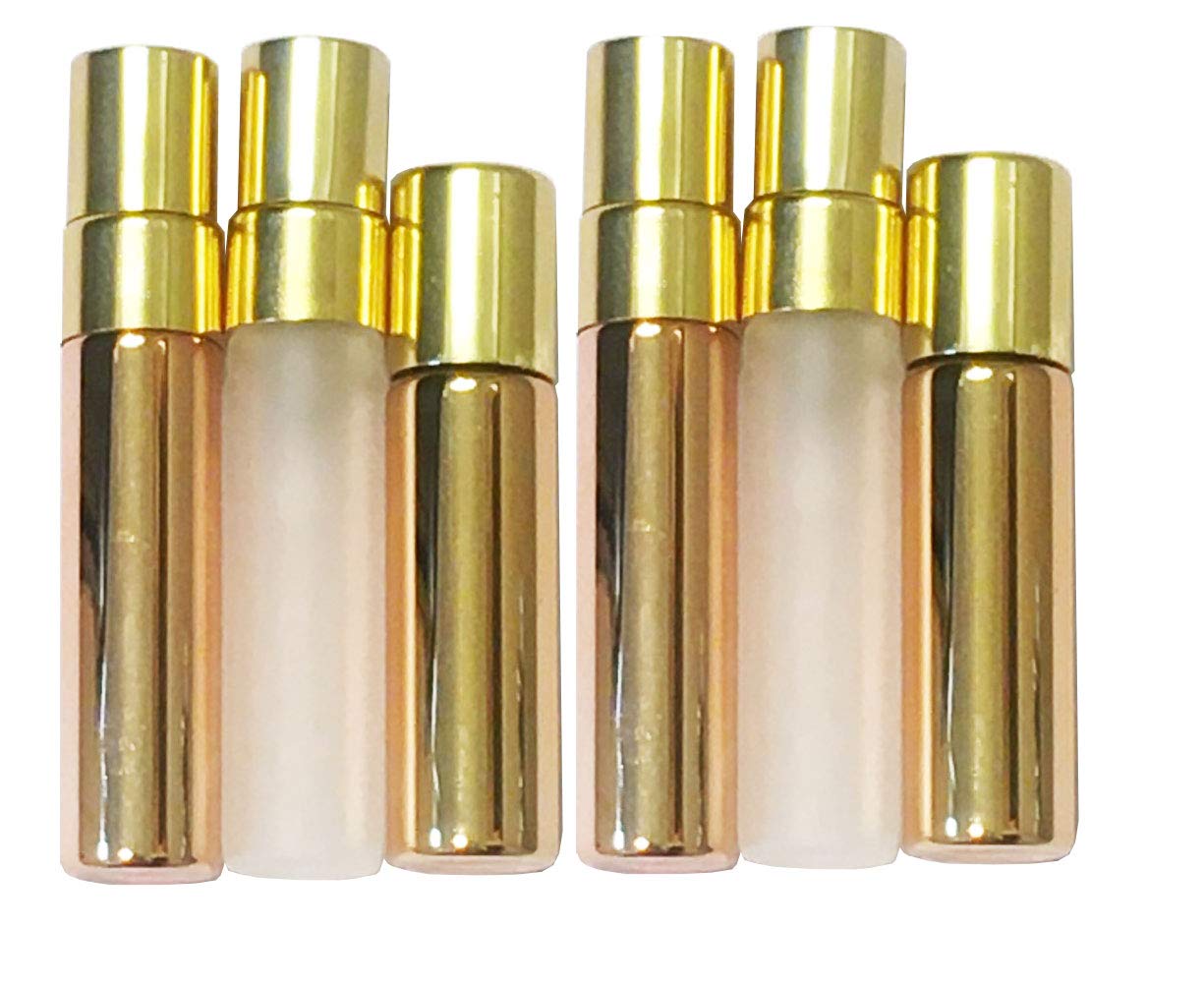 Buy 6Pack 5ml Frosted Glass Metallic Gold Empty Sample Roller and