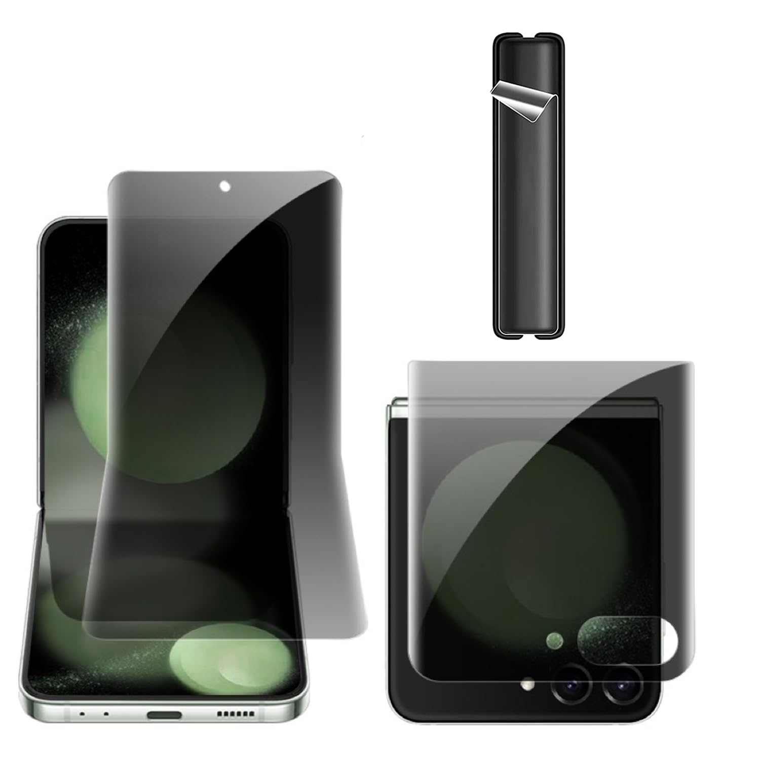 BYIUIHS 3 Pack Privacy Screen Protector for Samsung Galaxy Z Flip 5 5G 2023,Anti-Peep Anti-spy Outside + Inside +Side Protector Film