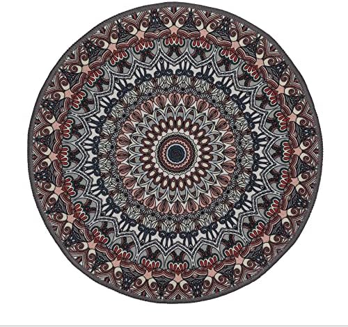 TopMats Round Area Rug - Modern Premium Indoor and Outdoor Durable Round Rug for Kitchen, Bedroom, Bathroom, Living Room, or Fireplace. Non-Skid, Washable, and Easy to Clean - 24in (Stainglass)