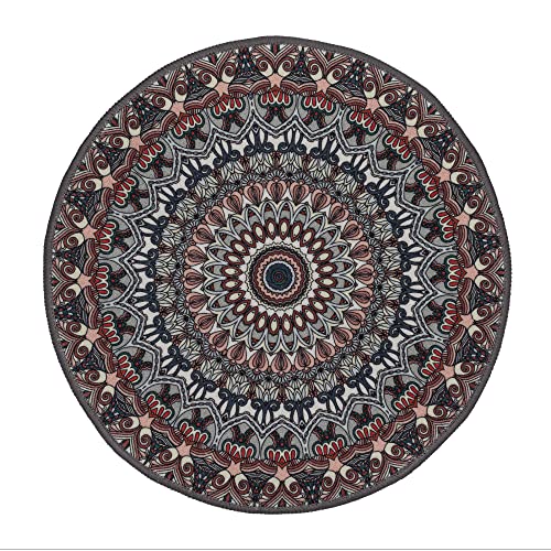 Topmats Round Area Rug - Modern Premium Indoor And Outdoor Durable Round Rug For Kitchen, Bedroom, Bathroom, Living Room, Or Fireplace. Non-Skid, Washable, And Easy To Clean - 24In (Stainglass) #TOP1