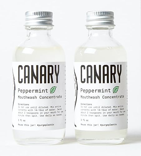 Miniatura 6 de Concentrado de enjuague bucal de menta canaria, 1 paquete de botella de 2 onzas, sin alcohol, sin flúor, sin plástico, fabricado en los Estados