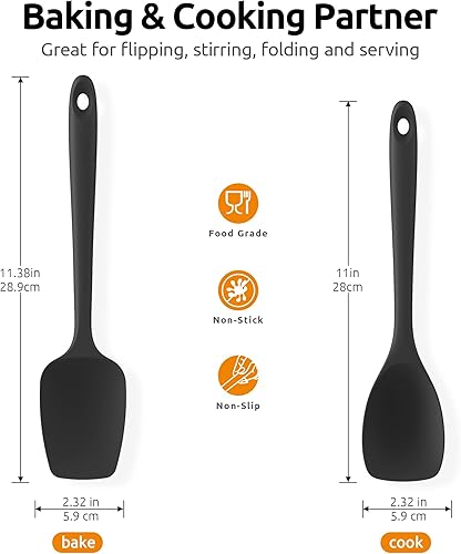 Miniatura 2 de Cucharas de silicona resistentes al calor de 600F espátula flexible para hornear y cuchara de cocina, utensilios de cocina suaves sin costuras para
