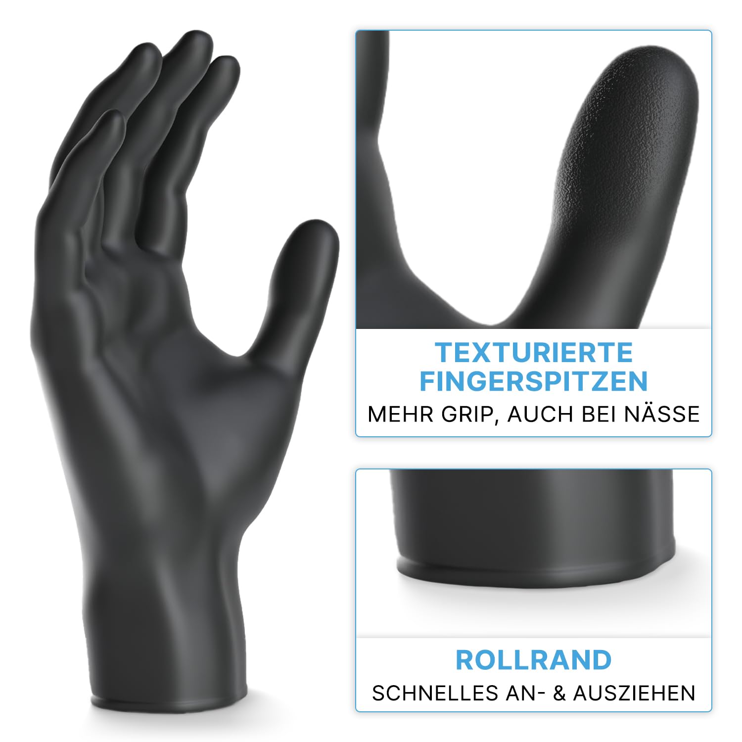 200x ARNOMED® Einweghandschuhe Schwarz, Nitril Handschuhe L | Einmalhandschuhe, Nitrilhandschuhe puderfrei, Gummihandschuhe Einweg, Schutzhandschuhe, Handschuhe Nitril, Putzhandschuhe