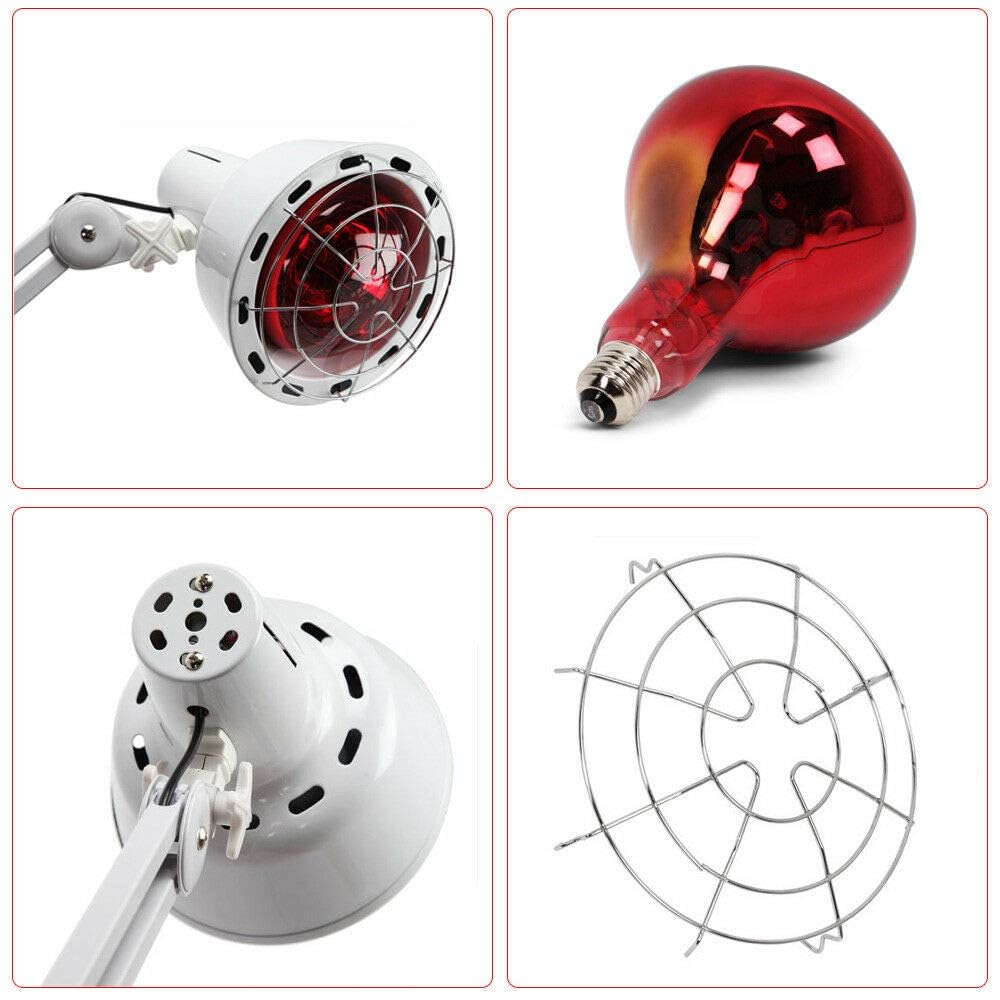 Lámpara de luz roja de 275 W, lámpara de infrarrojos, lámpara de masaje, luz roja, lámpara de hipertermia, con clip para el alivio del dolor en el cuidado de la piel