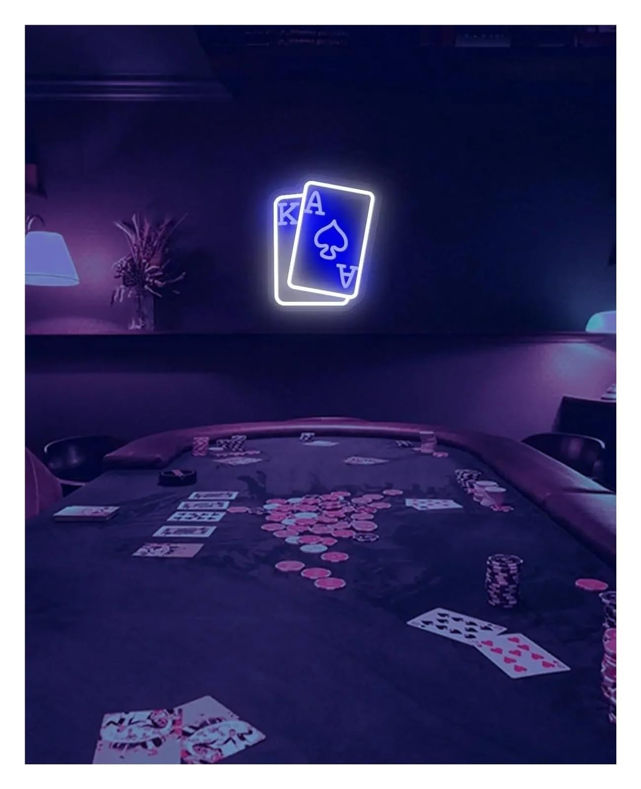 Insegna luminosa al neon Poker blu per insegna al per neon LED per per per decorazione da parete con per usb dimmerabile per per 33x27cm