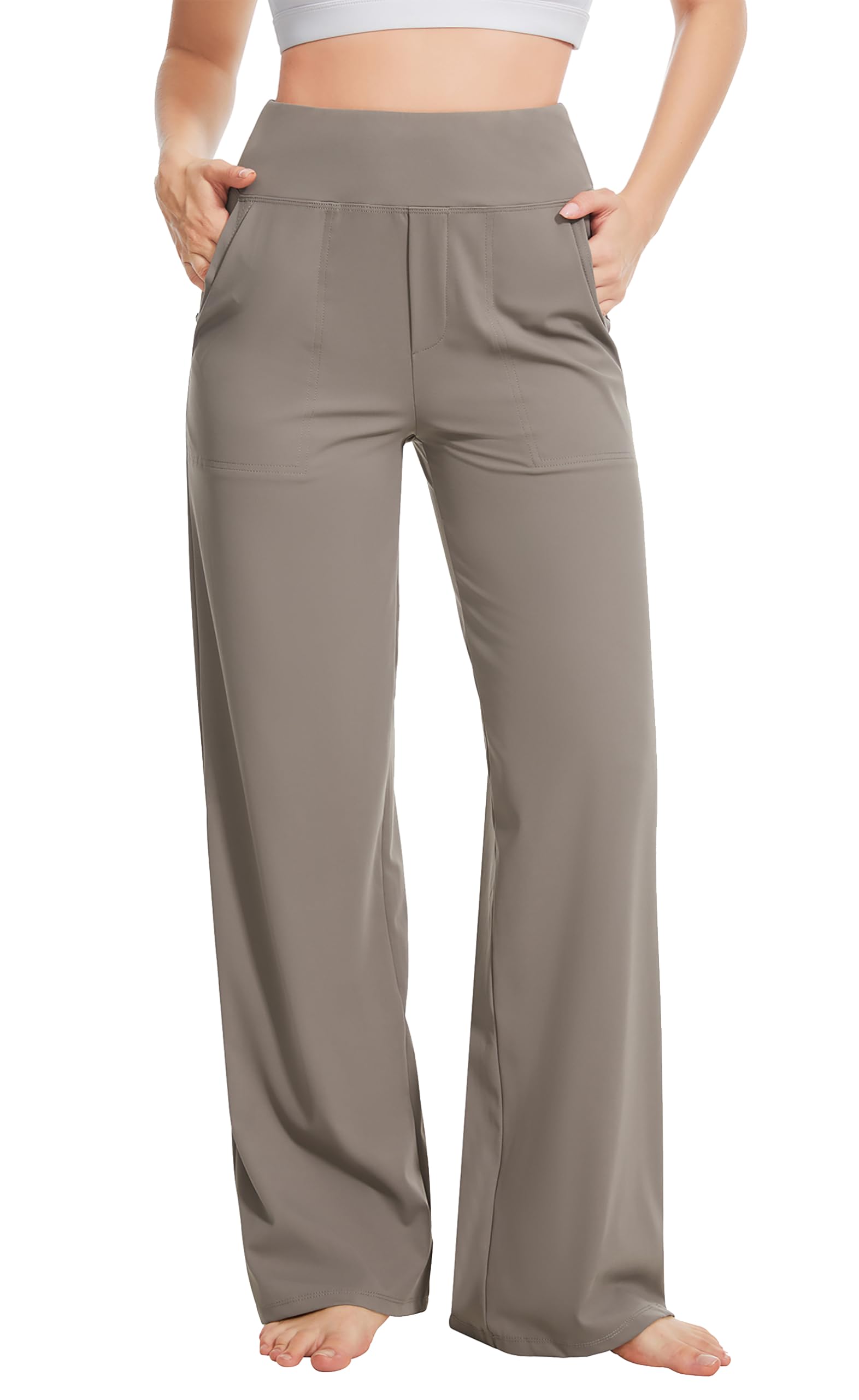 Talovee Yoga Pants Women Wide Leg Pants High Waist Stretch Dress Casual Sweatpants Lounge Pants with Pockets
