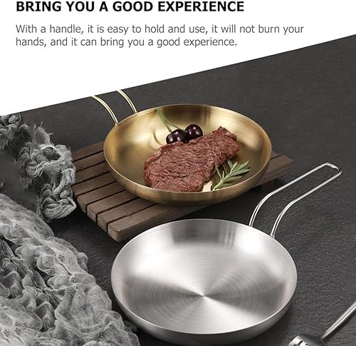 Miniatura 5 de Luxshiny Plato para servir bistec Bandeja de aperitivos con mango Platos coreanos redondos de acero inoxidable