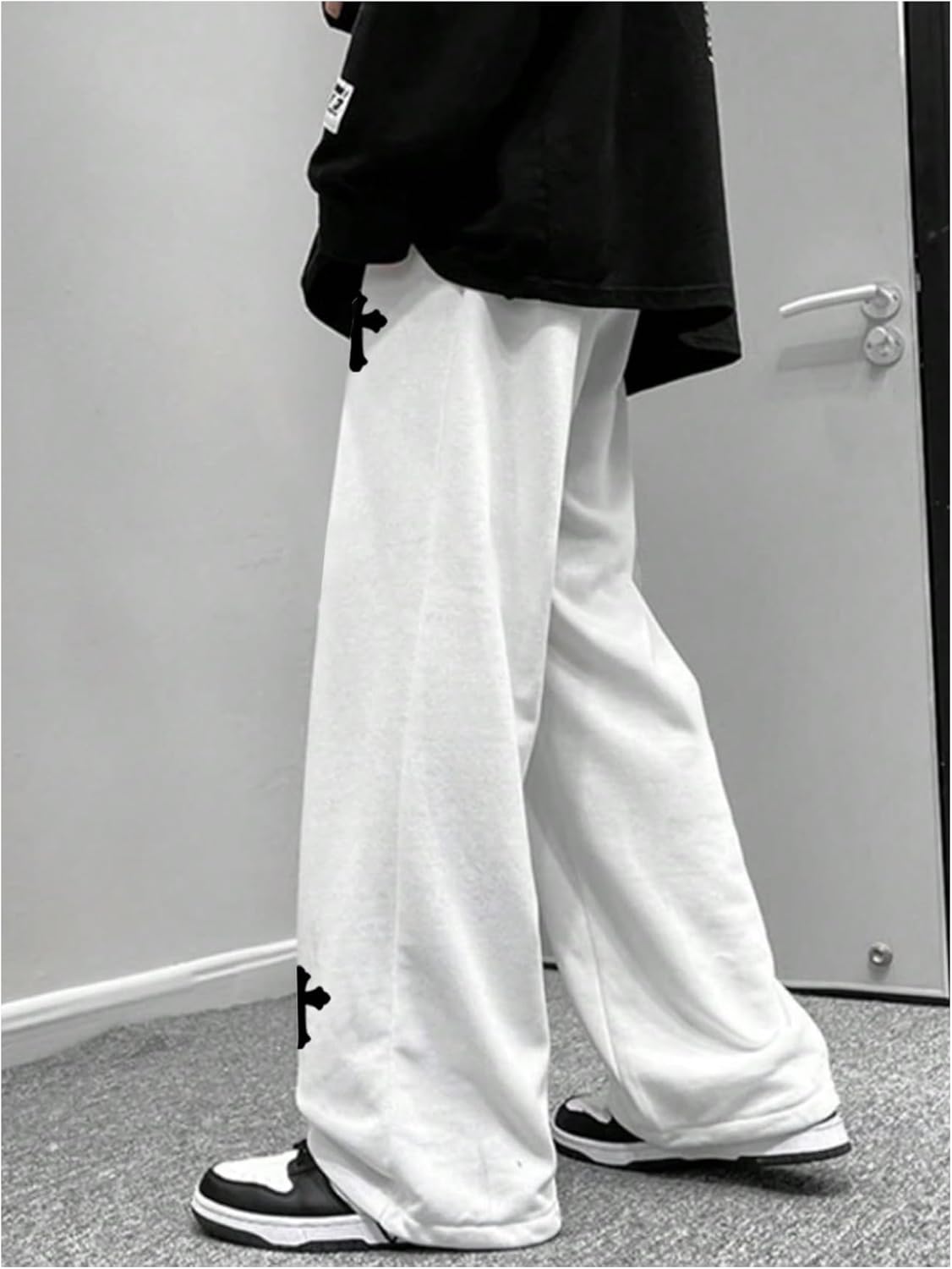 Floerns Men's Cross Print Drawstring Waist Straight Leg Track Casual Streetwear Sweatpants - Image 2