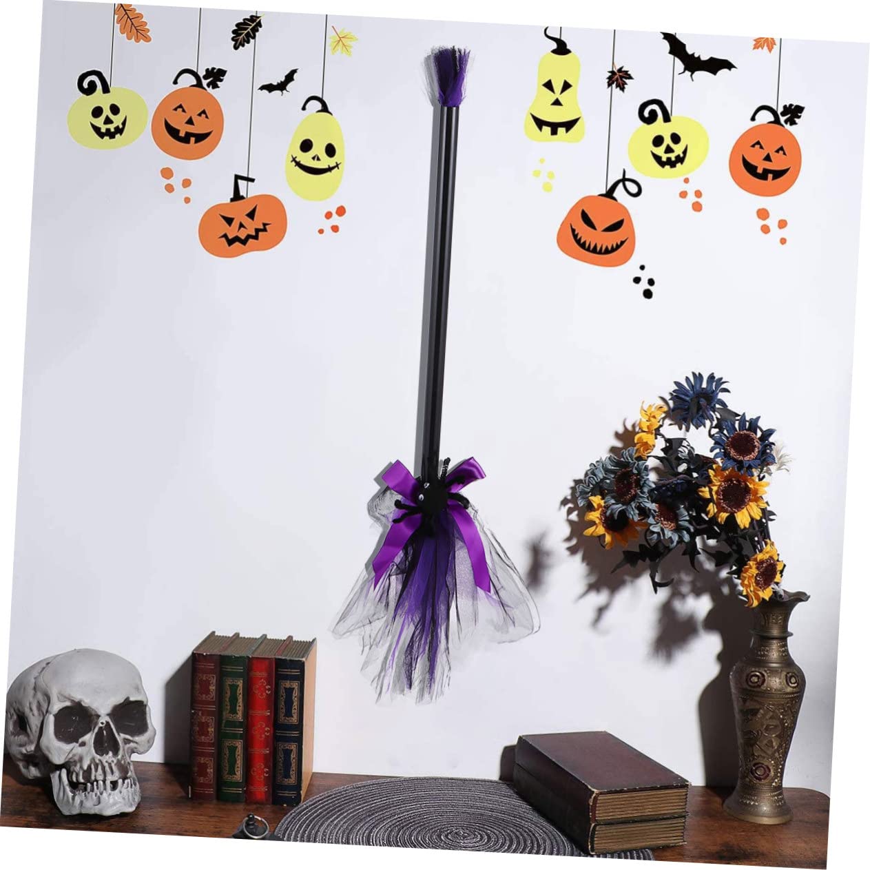 minkissy Halloween Witch Broom Decorations 3pcs Besom Images for Halloween Costumes