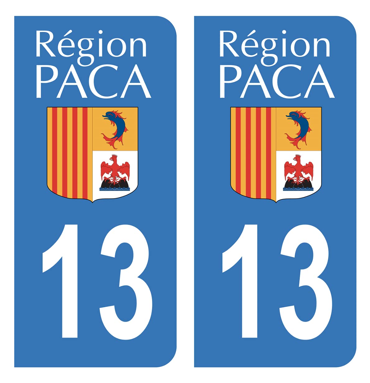 Adesivi Per Targa Auto Regione SUD - Bocche Del Rodano (13) - Set Da 2 - Prodotto Francese