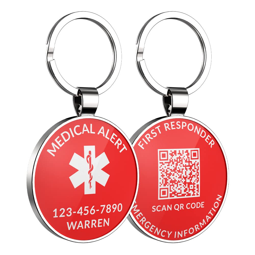 DISONCARE Custom Medical Alert Keychain, QR Code Online Personal Medical Information Card for All Kinds of Men/Women Needing Special Care - Quick Notification/First Aid