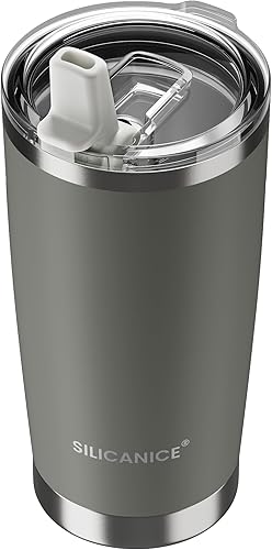 Miniatura 10 de Vaso de café de 20 onzas, taza de café de viaje de acero inoxidable de doble pared con tapa deslizante extraíble, sin BPA, compatible con portavasos