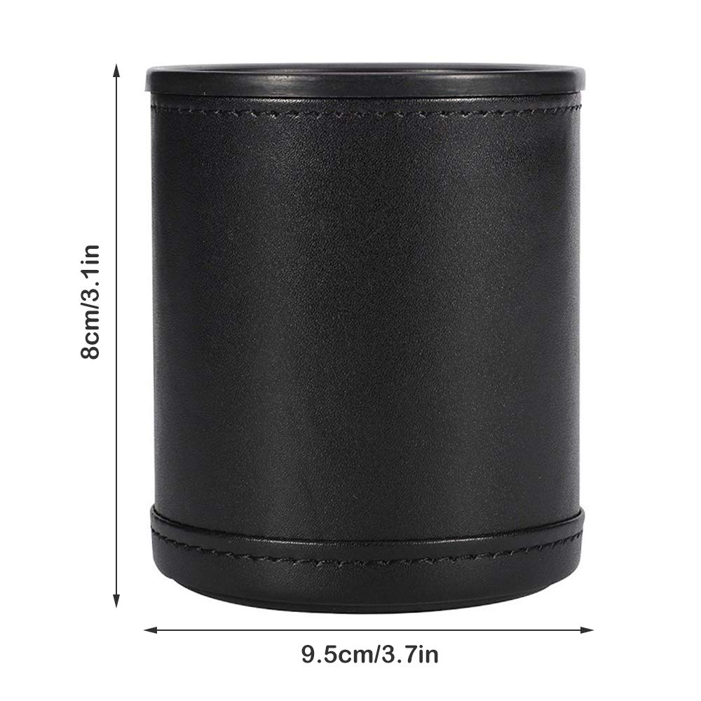 Kitchen-dream Juego de tazas de dados, Juego de vasos de dados de cuero, Taza de dados de cuero insonorizada con 5 dados rojos Ideal para juegos de entretenimiento, bar, viajes, fiesta (negro)