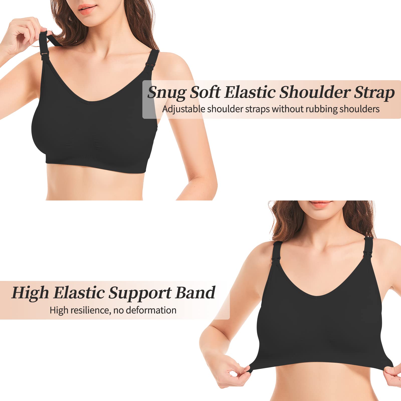 Soutien-Gorge d'allaitement 3PCS sans Couture Soutien Gorge Maternité sans Armature Bra de Grossesse avec Extra Extenseurs de Soutien-Gorge et Pinces pour Les Femmes