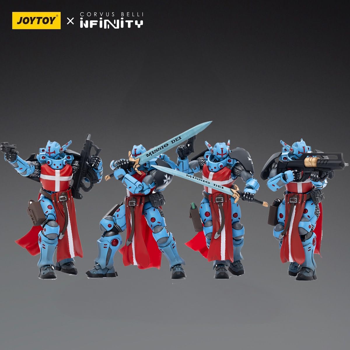 JOYTOY Figurka 1/18 PanOceania Krzyżaccy zestaw 3 figurek, 10 cm, kolekcjonerskie figurki akcji