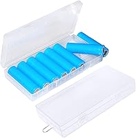 Vista 1 de Paquete de 2 cajas de almacenamiento de baterías de plástico 18650 de 8 celdas con soporte de gancho, impermeable, transparente, de plástico duro