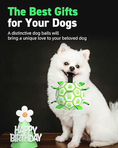 Miniatura 5 de QDAN Juguetes prémium para perros que brillan en la oscuridad, pelota de perro con correas, pelota de fútbol para perros, juguetes para perros al