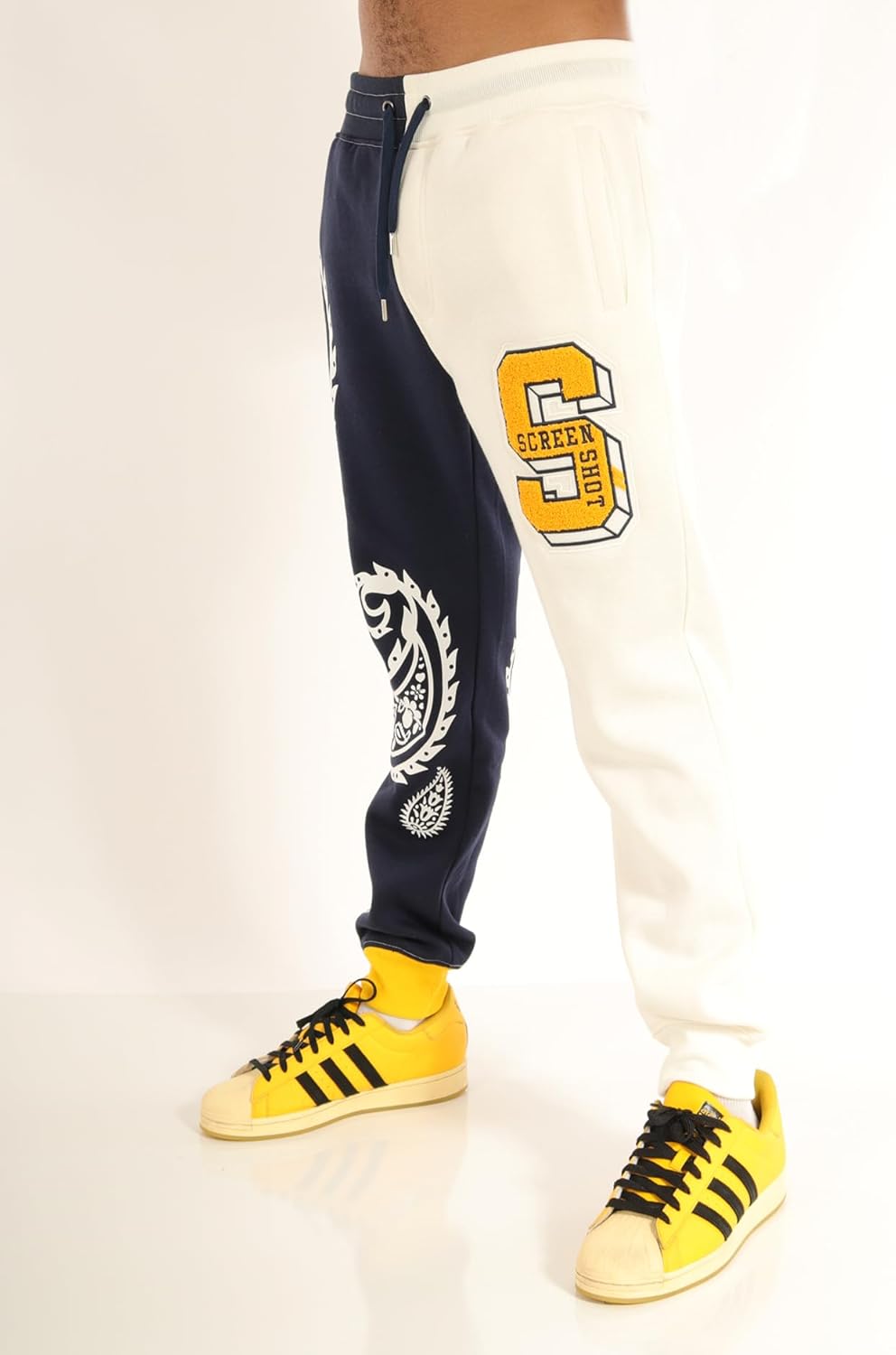 SCREENSHOT Fleece Pants 3202 Mens Streetwear Urban Fit Fleece Pants - Stacked Flare Sweatpants Ribbed Wasteband Drawstring - Image 4