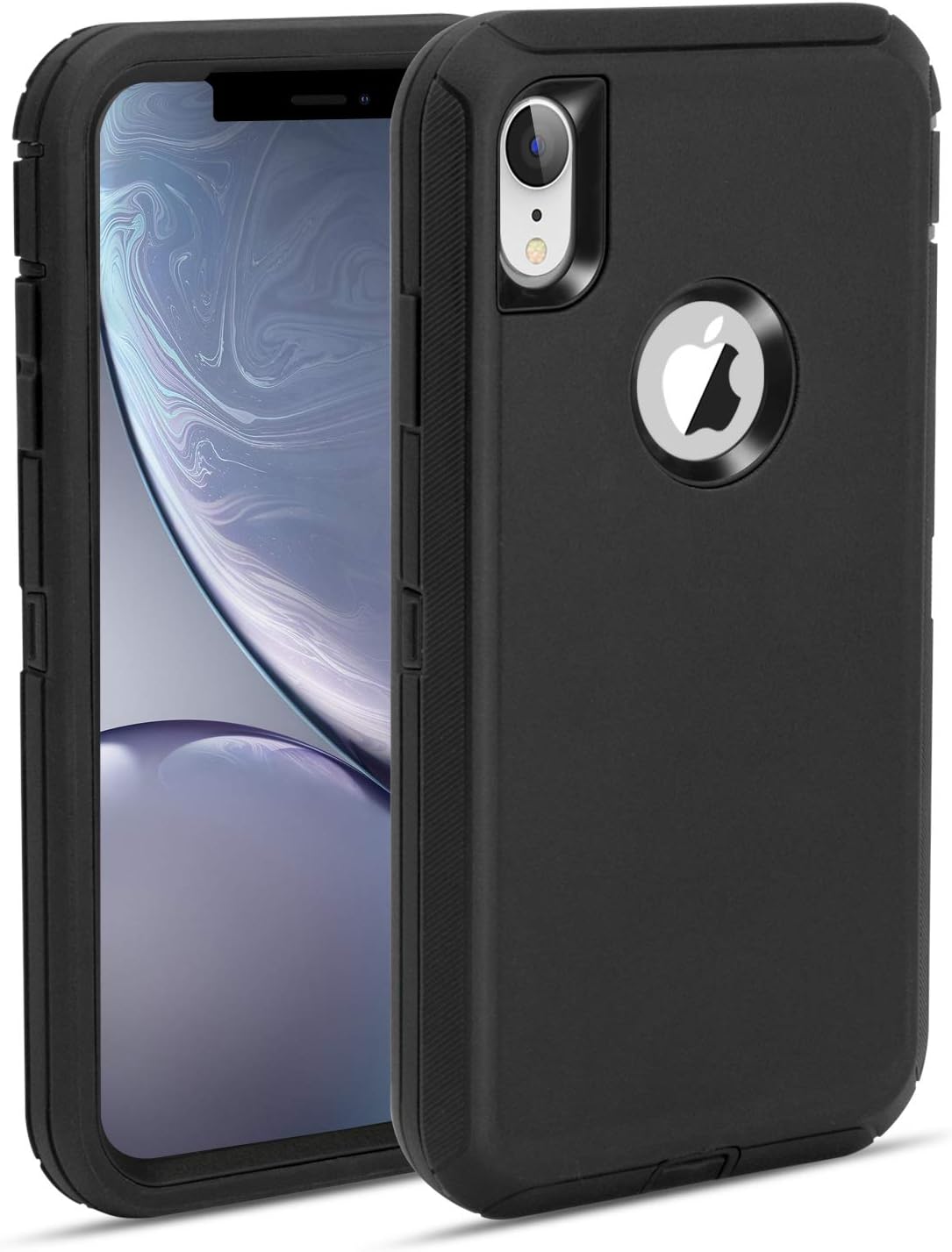 for iPhone XR Case, Heavy Duty Shock Absorption Full Body Protective Case for iPhone 10R, Hard PC Bumper + Soft TPU Back Cover for Men Women Not Built in Screen Protector (Black)
