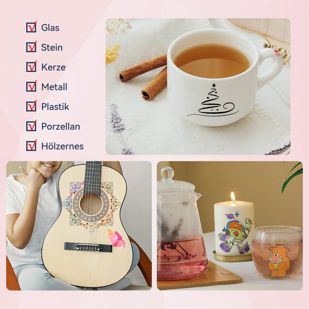 TransOurDream laser waterschuiffolie (transparant), DIN A4 x 10 vel, sticker - water transferfolie, natte schuiffolie voor speelgoedmodellen, kopjes, keramiek, glas, kunststof, kaarsen (8-10
