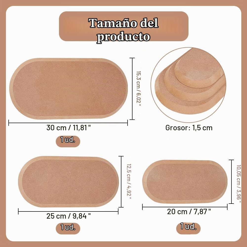 OLYCRAFT 3 molde Ovalado de Cerámica para arcilla Herramientas de Cerámica Tabla de Secado de arcilla 3 tamaños
