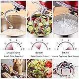 Küchenmaschine Knetmaschine 6L, 1000W Reduzierte Geräusche Knetmaschine mit Rührbesen, Knethaken, Schlagbesen, Spritzschutz, 6+P Geschwindigkeit mit Edelstahlschüssel Teigmaschin (Rot) - 3