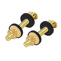 Vista 3 de Kit de tornillos y tapas para suelo de inodoro, pernos universales de latón macizo, 2 pernos de latón, 4 tapas de pernos con tuercas/arandelas