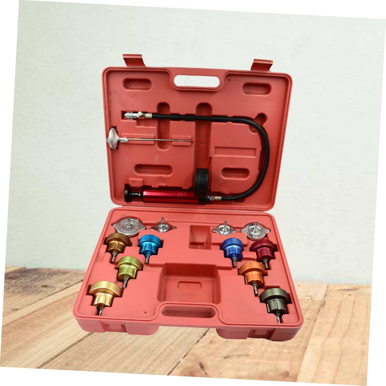 14Pcs Radiator Water Pressure Tester Kit Tank Leak Detection Tool for Automotive Cooling Systems Quick Release Couplings Easy to Read Dial