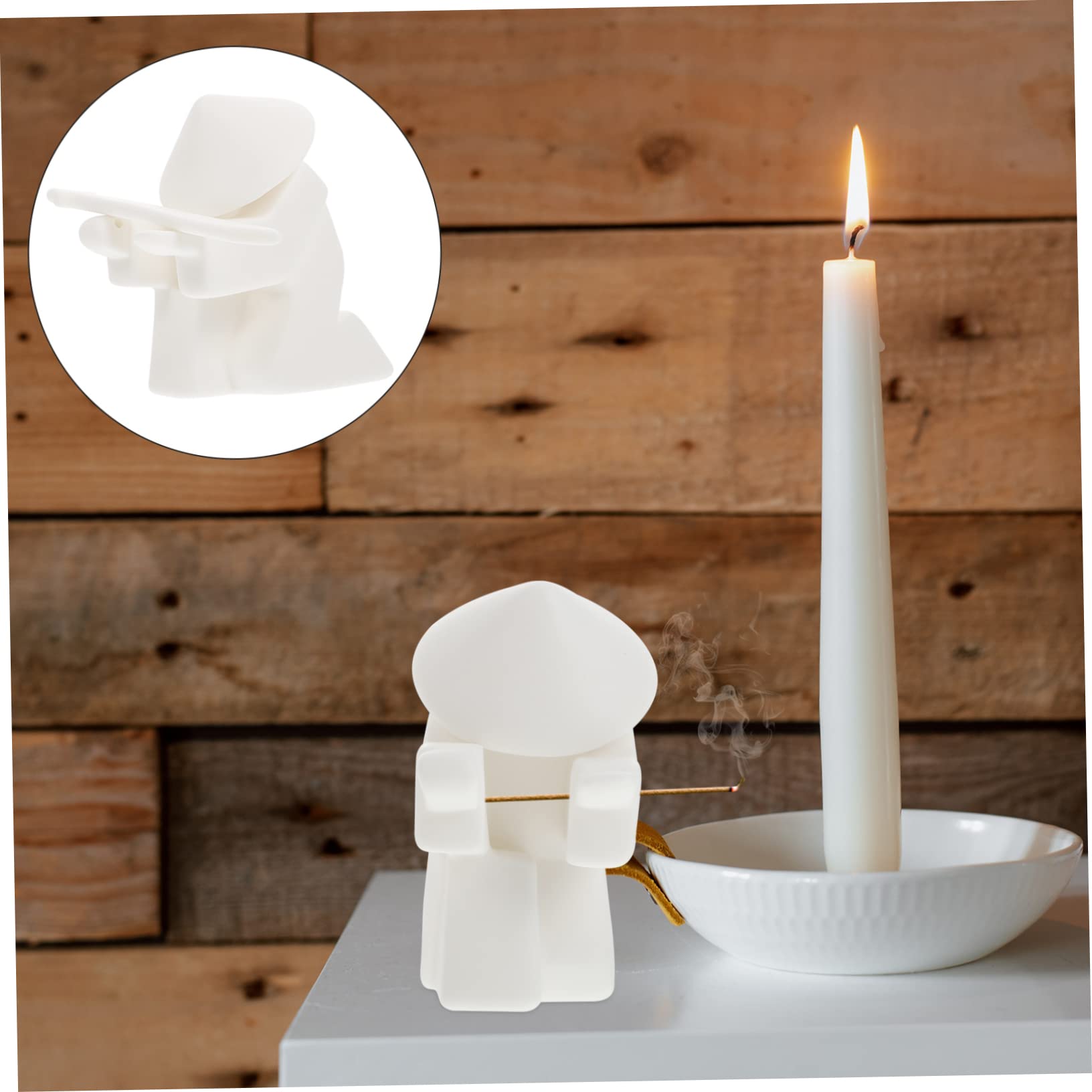 Soporte para Incienso Decorativo de Cerámica Blanco, 1 Juego