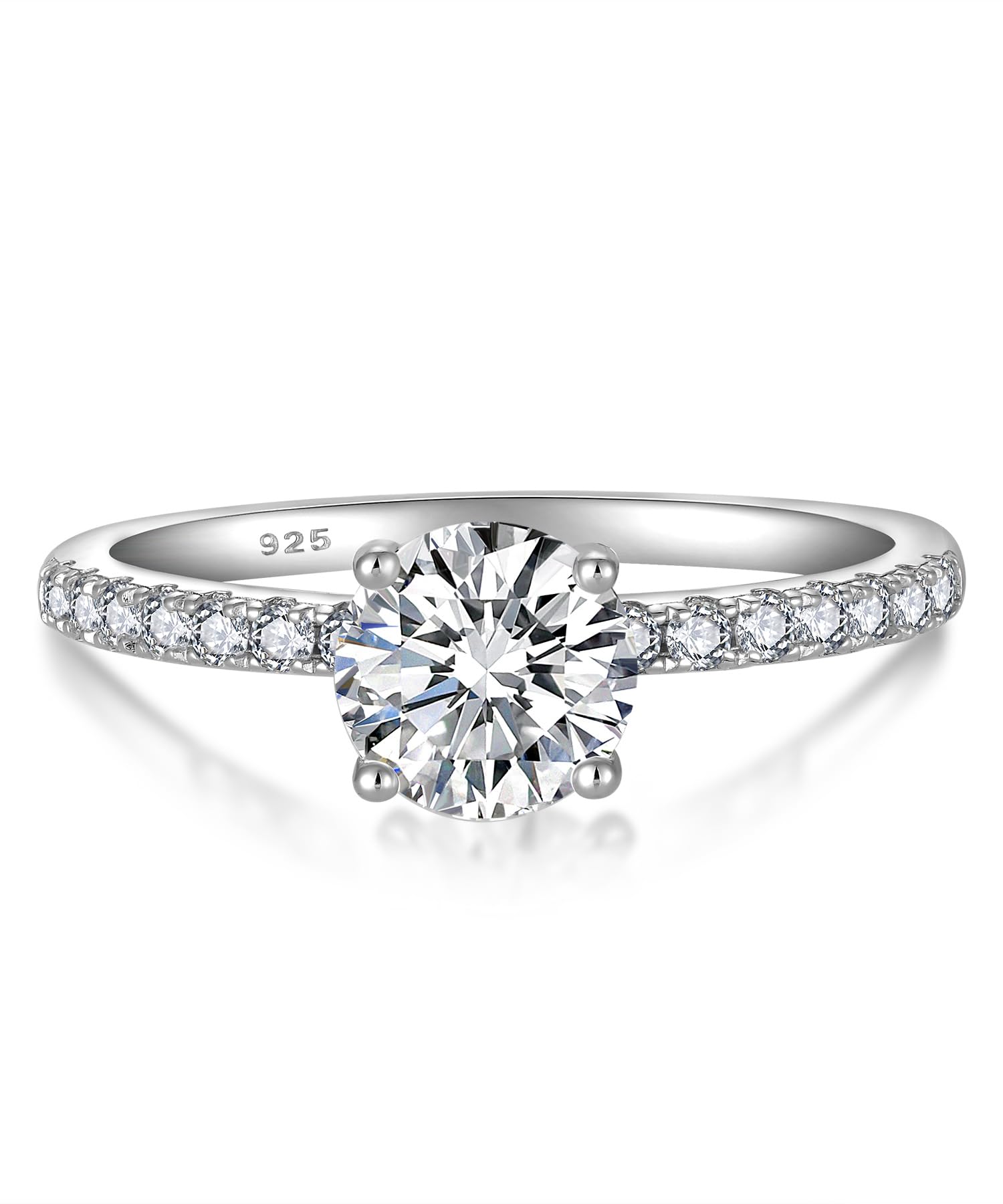 YL 1 Karat Moissanite Ring Verlobungsring 925er Sterlingsilber Rundschliff Moissanit Farbe D VVS1 Schmuck Geschenke für Damen