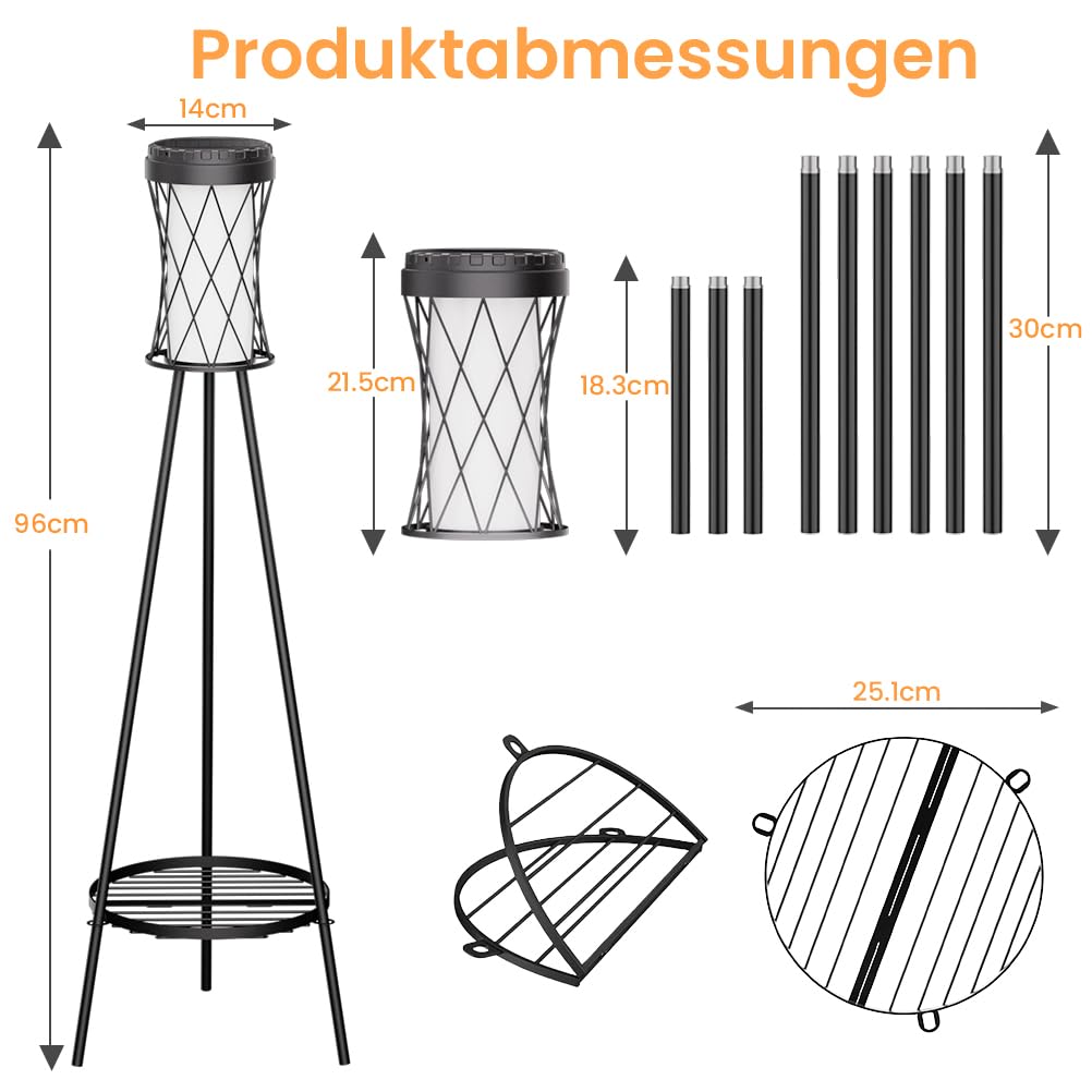 OUSFOT Solarlampen für Außen USB Ständer Wasserdicht Gartenlampen Solar Drei Farbtemperatureinstellungen