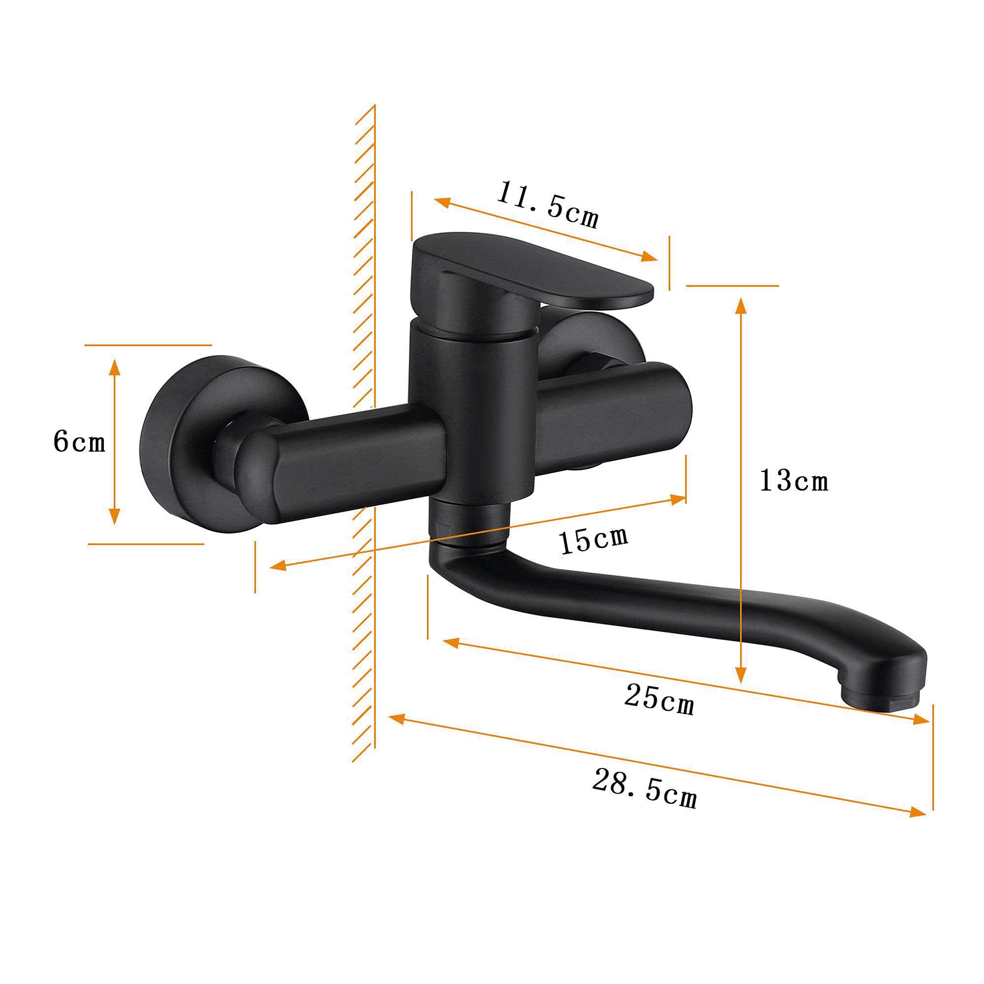 HomeLava zwarte keukenkraan met spuitpistool en 2 soorten waterstralen wandmontage kraan keukenwand wandarmatuur RVS 304 met 360¡ã draaibare hoge uitloop HomeLava zwarte keukenkraan met spuitpistool en 2 soorten waterstralen wandmontage kraan keukenwand wandarmatuur RVS 304 met 360¡ã draaibare hoge uitloop