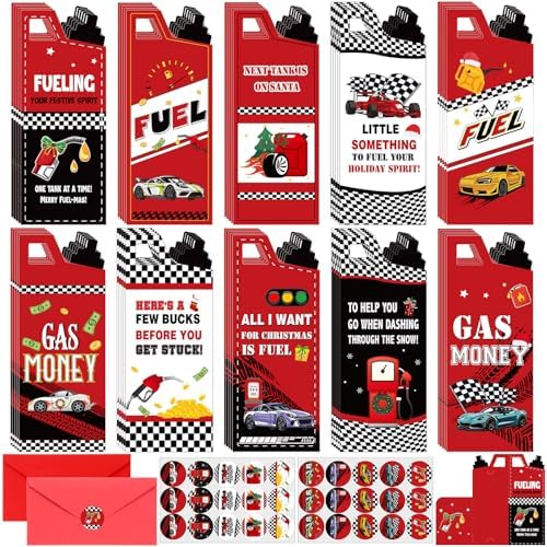 30 Pcs Christmas Gas Gift Cards with Envelops, Christmas Money Holder for Cash Gas Can Gift Cards Tree Hanging Ornaments Winter Holiday Employee Appreciation Xmas New Year Party Decorations