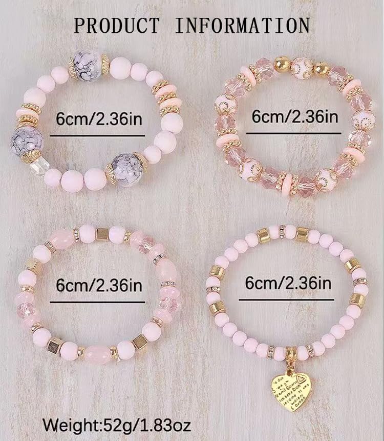 Bohemian Stackable Multi Layer Beaded Bracelets for Women Colorful Stacks Stretch Beads Heart Charm Elastic Bracelet Set Summer Beach Jewelry Gifts - Image 5