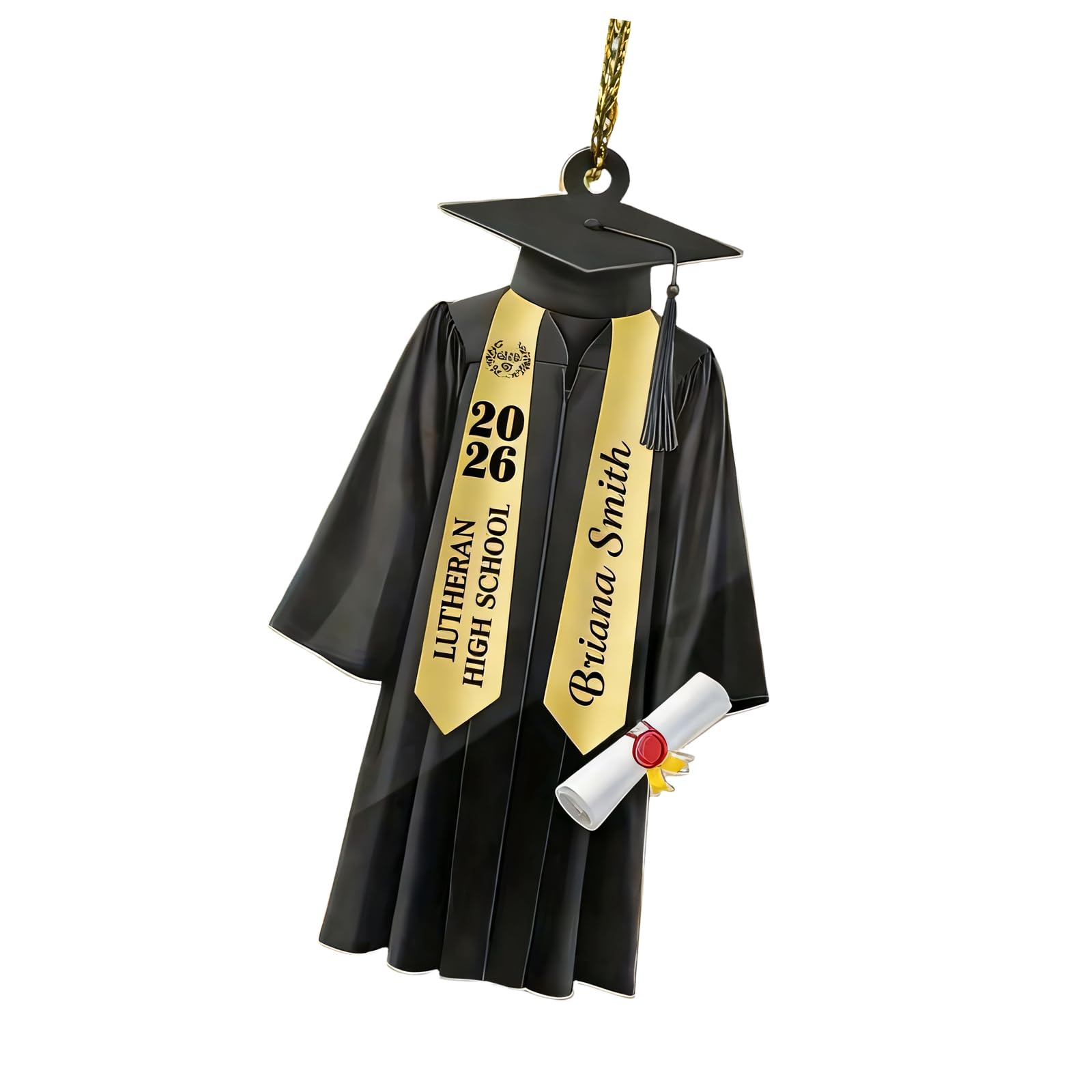 Jazuaiao Decors Creative 2D Flat Grad Gown Shape Pendant Perfect As Keychains Decor Acrylic Car Rearview Glass Decoration Bag Cahrm Graduation Jewelry