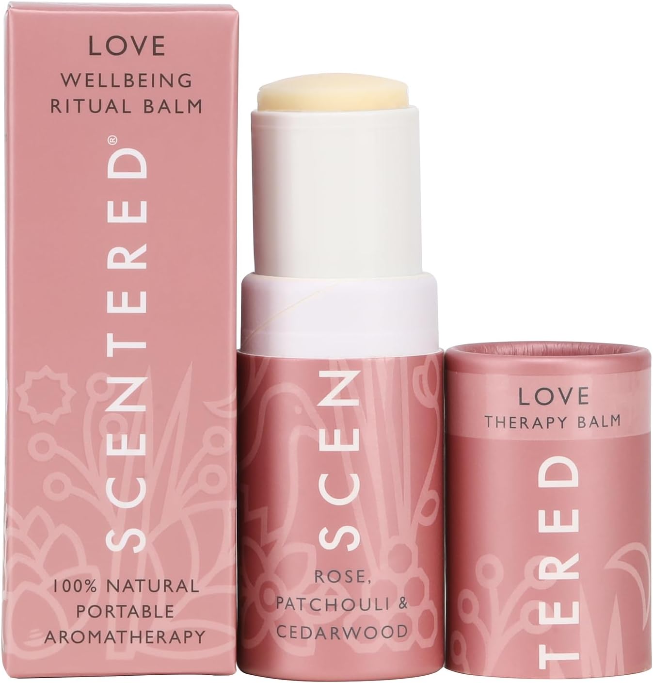 Scentered Aromatherapy Balm Stick - Love - Rose Essential Oils Rub On for Emotional Regulation & Balance - 100% Natural: Rose, Cedarwood, Ylang Ylang - Valentines Gifts for Her