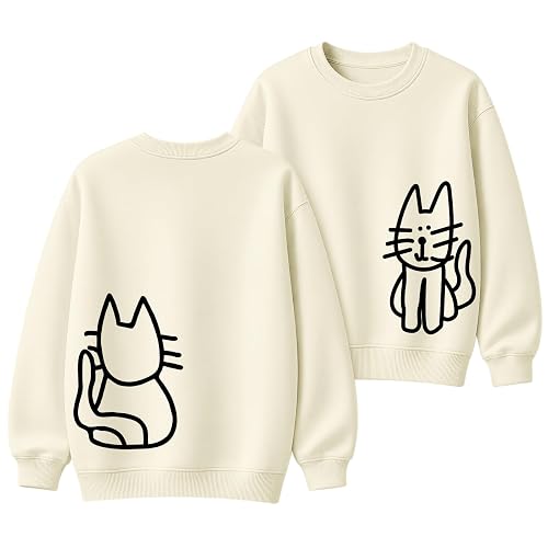 Cat Sweatshirts for Women Oversized Graphic Sweatshirt Funny Cute Long