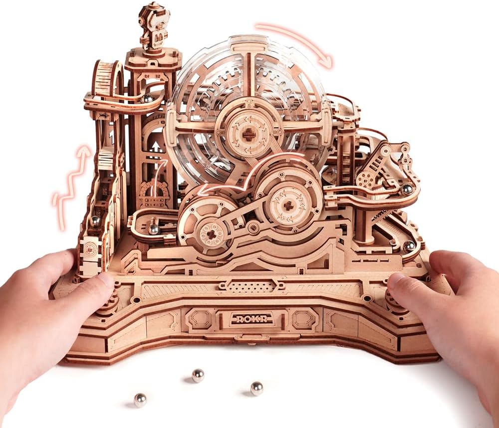 ROKR 3D Wooden Puzzle for Adults, Wooden Marble Run Set, Model Building Kits, Christmas Birthday Gifts for Teens and Adults, DIY Gear Ball Challenge - Image 9
