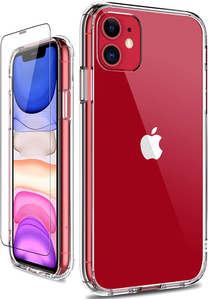 GiiKa for iPhone 11 Case with Screen Protector, Clear Heavy Duty Protective Case Girls Women Shockproof Hard PC Back Case with Slim TPU Bumper Cover Phone Case for iPhone 11